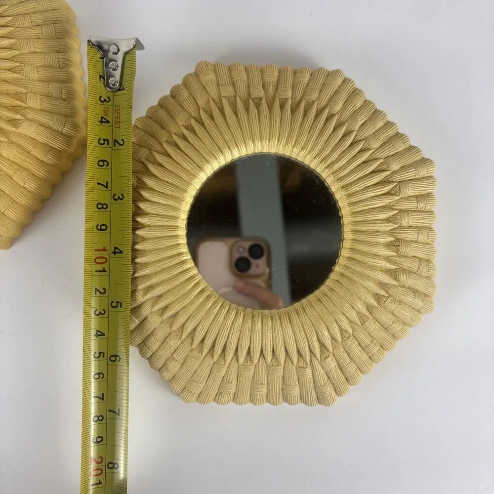 Faux Wicker Bamboo Mirror Set Octogon Homco Plastic 22 263